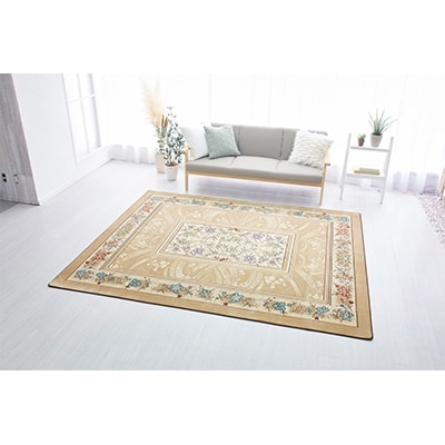 絨毯 ラグマット 3畳 長方形 250×200 洗える 厚手 ブラッサム ベージュ