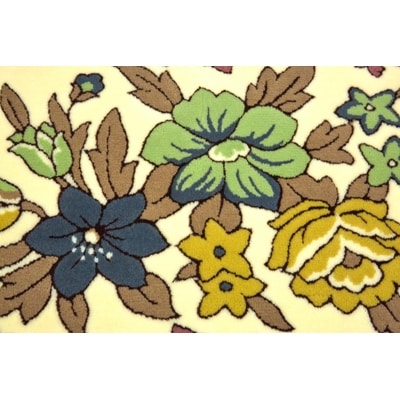 玄関マット 50×80 洗える マット 高級 金華山織 フラワーアレンジ ブルー