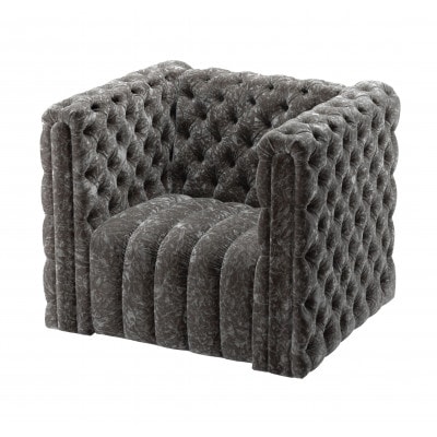 KIITH(キース)ボタン絞り　ソファー・スツール　グレー【配送不可地域：離島・沖縄県】