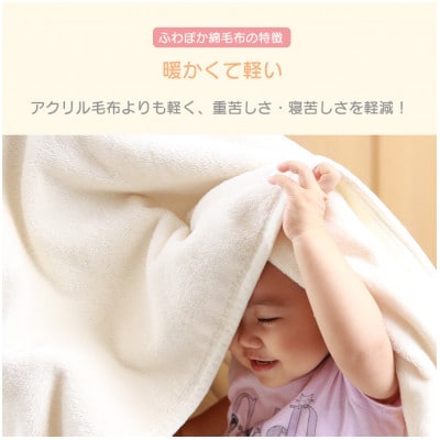 ふわぽか 綿毛布  エンジ 100×140cm 日本製 綿100% 毛布