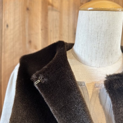 OKADA TEXTILE エコファー切り替え ロングベスト カーキブラウン