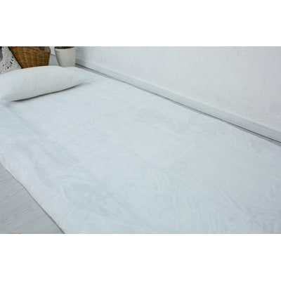 ワンタッチシーツ 敷毛布 シングル アクリル 布団用 洗える 全周ゴム付 ブルー