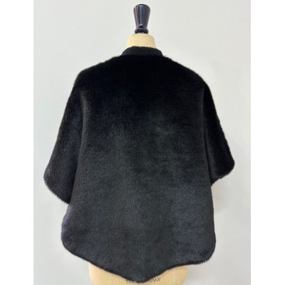 OKADA TEXTILE エコファー ロングポンチョ ブラック