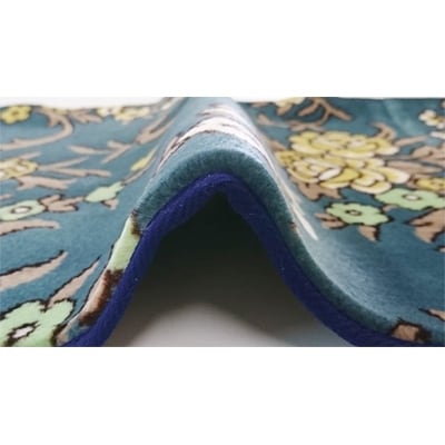 玄関マット 50×80 洗える マット 高級 金華山織 花ストリーク ブルー