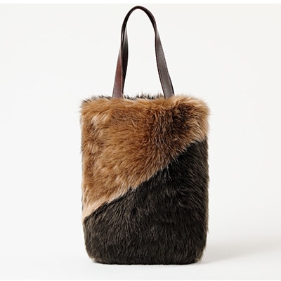 OKADA TEXTILE 切り替えトートバッグ(キャメル×カーキブラウン)