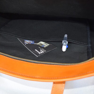 金華山織×天然高級レザートートバッグ スペード柄　BU/茶