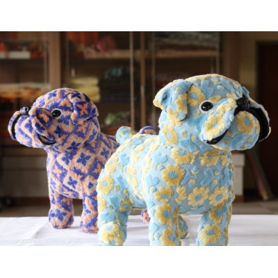 NAKAYA KINKAZAN TEXTILE　ぬいぐるみ　モンちゃん(ブルドック)ブルー/イエロー