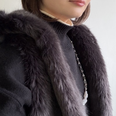 OKADA TEXTILE フード付きエコファーベスト  チャコールグレー