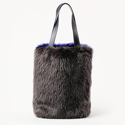 OKADA TEXTILE 切り替えトートバッグ(チャコールグレー×ロイヤルブルー)