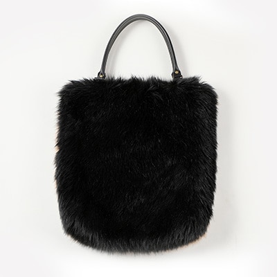 OKADA TEXTILE バイカラ―バッグ(ブラック×キャメル)