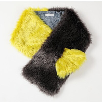 OKADA TEXTILE バイカラーマフラー(イエロー×チャコールグレー)