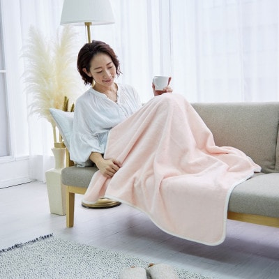 贈答用 ひざ掛け ブランケット 綿毛布 ハーフサイズ 綿100% ピンク