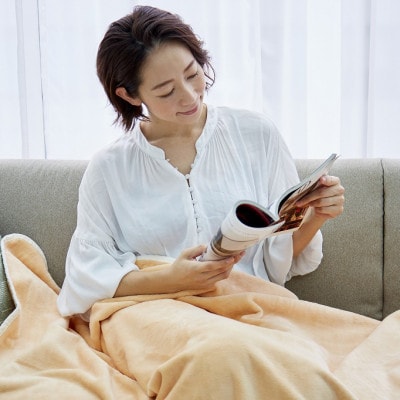 贈答用 ひざ掛け ブランケット 綿毛布 ハーフサイズ 綿100% オレンジ