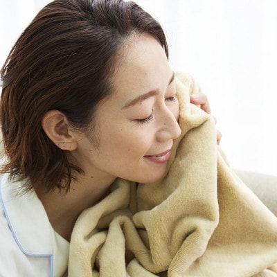 贈答用 ひざ掛け ブランケット 綿毛布 ハーフサイズ 綿100% ベージュ