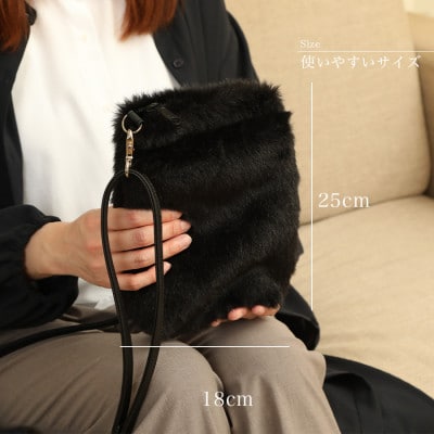 ショルダーバッグ  フェイクファー レディース スマホポケット F-2925 黒