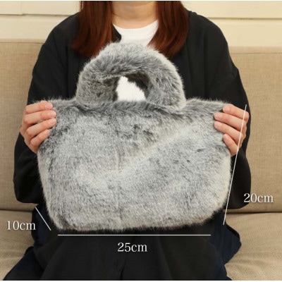 軽くてかわいいトートバッグ フェイクファー レディース 秋 冬【無地・北欧】MM4330 グレー