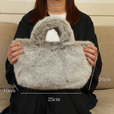 軽くてかわいいトートバッグ フェイクファー レディース 秋 冬【無地・北欧】MM4330 ブラウン