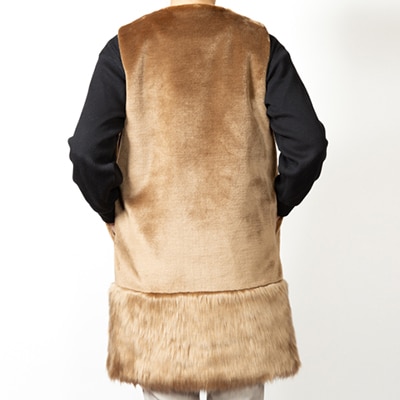 OKADA TEXTILE エコファー切り替え ロングベスト　キャメル