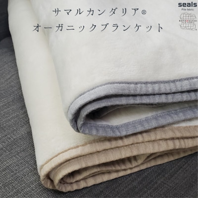 サマルカンダリア　オーガニック綿毛布　シングル　ナチュラル・ブルー 140cm×200cm