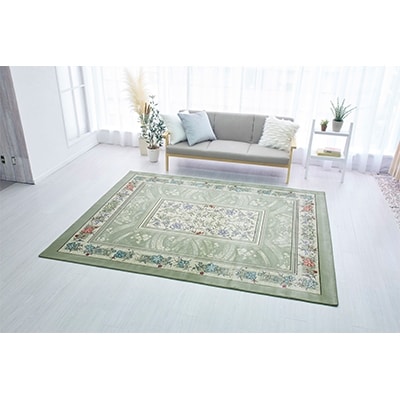 絨毯 ラグマット 3畳 長方形 250×200 洗える 厚手 ブラッサム グリーン
