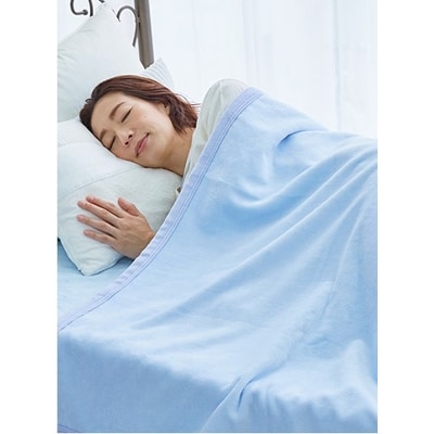綿毛布 シーツ 寝具セット シングル 綿毛布とかんたんシーツのセット ブルー