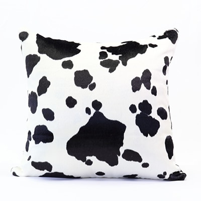 OKADA TEXTILE ホルスタイン柄エコファークッション(ホワイト×ブラック)