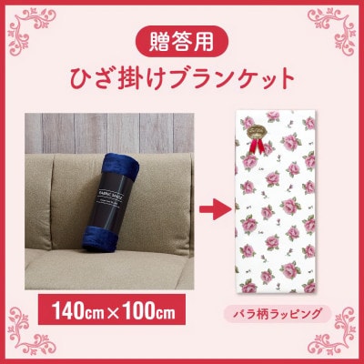 贈答用 ひざ掛け ブランケット 綿毛布 ハーフサイズ 綿100% 紺