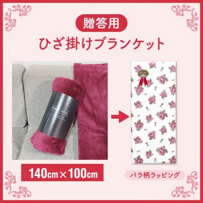 贈答用 ひざ掛け ブランケット 綿毛布 ハーフサイズ 綿100% エンジ