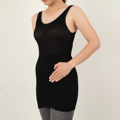シルクタンクトップ型腹巻き 冷え予防 インナー  ブラック