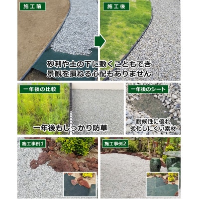 ガーデニングや庭の景観改善に使用　雑草を防ぎ草抜き作業を軽減　光と水を100%遮る強力な防草シート