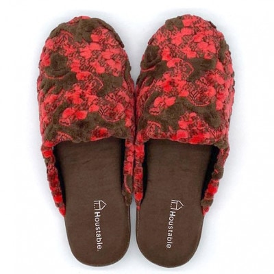 金華山織スリッパ　1足　クローバー　レッド　