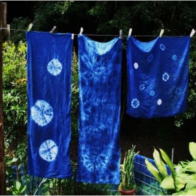 藍染体験チケット　桜コース　藍染工房瑠璃(ショール/手ぬぐい/バンダナいずれか・1名様分)