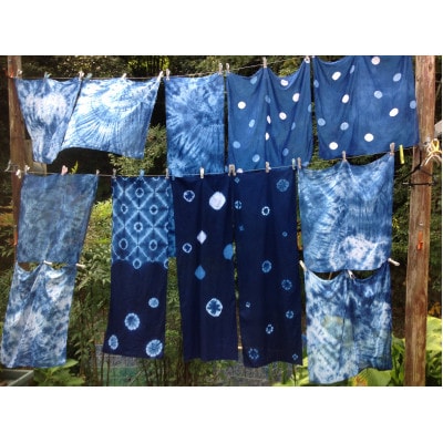 藍染体験チケット　桃コース　藍染工房瑠璃(ハンカチ・2名様分)