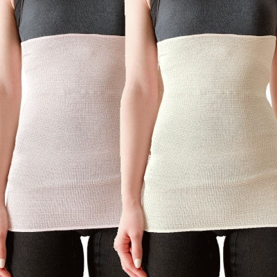 【さくらピンク1枚・クリーム1枚】(2枚セット)シルク100%オールシーズン腹巻き(男女兼用)