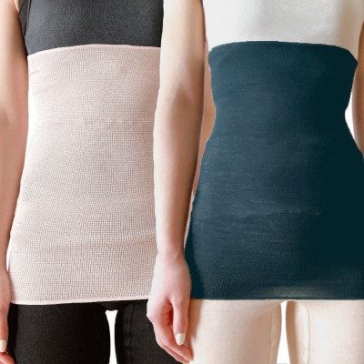 【さくらピンク1枚・チャコール1枚】(2枚セット)シルク100%オールシーズン腹巻き(男女兼用)