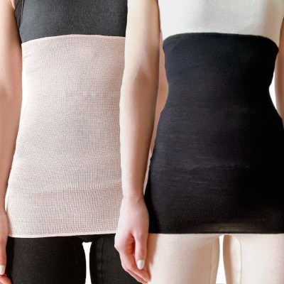 【さくらピンク1枚・ブラック1枚】(2枚セット)シルク100%オールシーズン腹巻き(男女兼用)