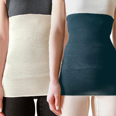 【クリーム1枚・チャコール1枚】(2枚セット)シルク100%オールシーズン腹巻き(男女兼用)