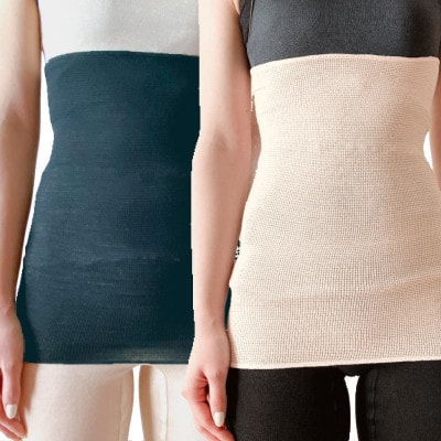 【チャコール1枚・オートミール1枚】(2枚セット)シルク100%オールシーズン腹巻き(男女兼用)