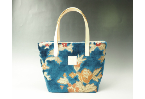 【0673】伝統の技が息づく逸品！　金華山織り トートバッグ　ブルー