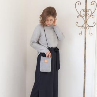 【0731-1】感動を生む吊り編みの技！天竺ニットサコッシュ　グレー