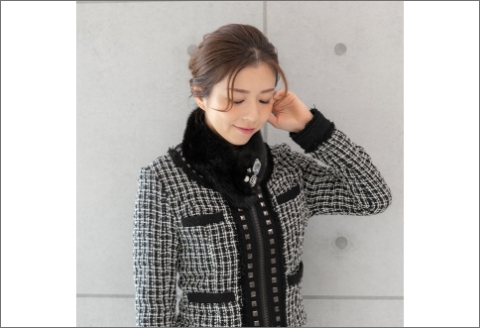 【0444】毛皮の宝石　高級ミンク ビジューパーツ装飾チョーカー　ブラック