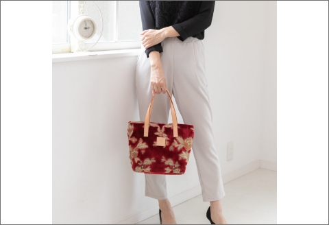 【0670】伝統の技が息づく逸品！　金華山織り トートバッグ　レッド