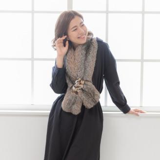 【0978】ナチュラルな質感が魅力！リンクスロングマフラー ベージュ