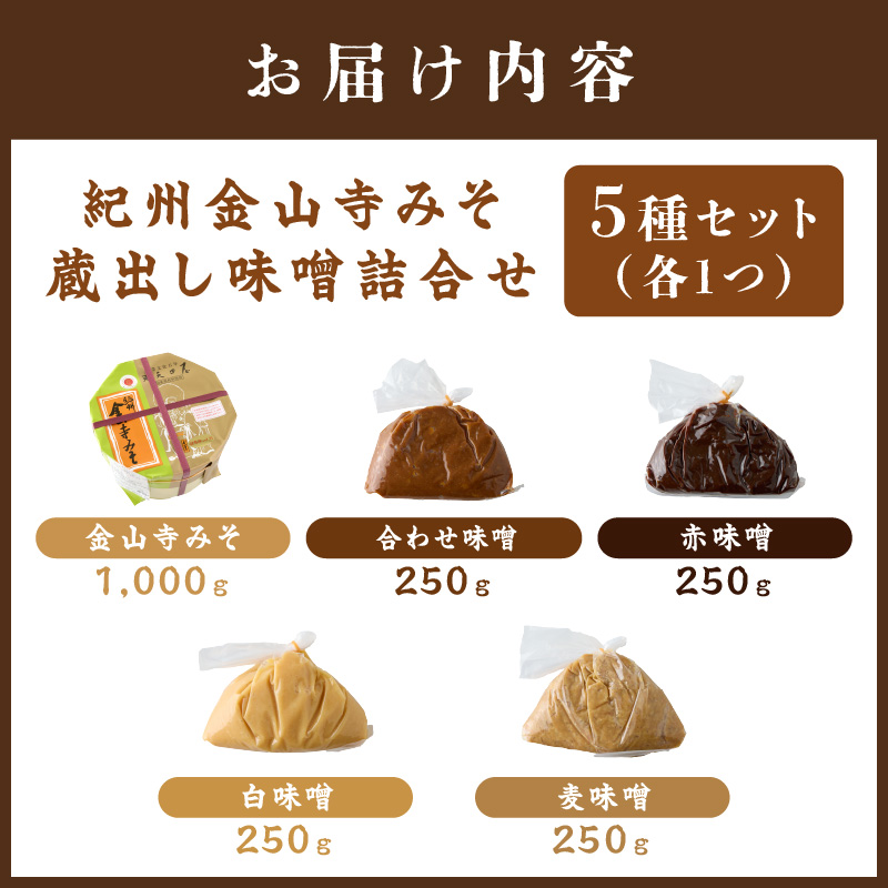 【1175-1】紀州名産 紀州金山寺みそ 蔵出し味噌詰合せ 2キロ程度