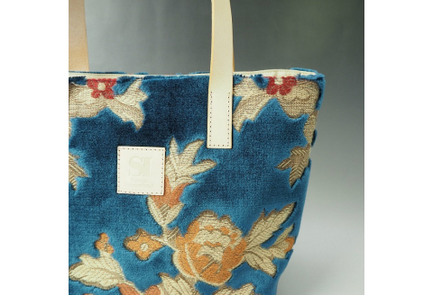 【0673】伝統の技が息づく逸品！　金華山織り トートバッグ　ブルー