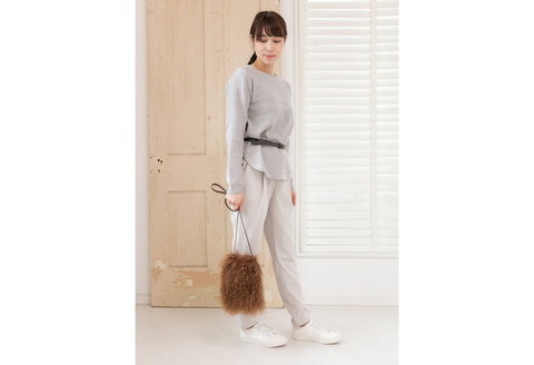 【0414-2】くるくる可愛い チベットラム毛皮ポシェット ブラウン