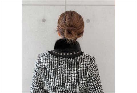 【0444】毛皮の宝石　高級ミンク ビジューパーツ装飾チョーカー　ブラック