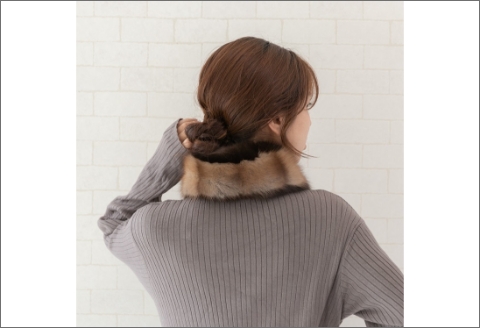 【0482】毛皮の王様 ロシアンセーブル&ヌートリアバイカラーマフラー