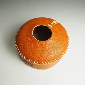 【0969-1】心躍るリアルレザーの質感！　牛革OD缶カバー BROWN（野口オートキャンプ場）