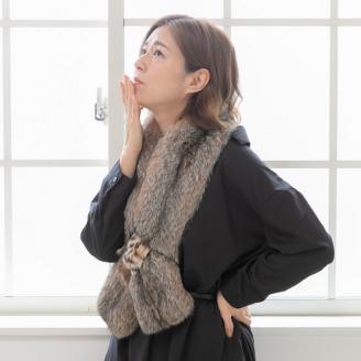 【0978】ナチュラルな質感が魅力！リンクスロングマフラー ベージュ